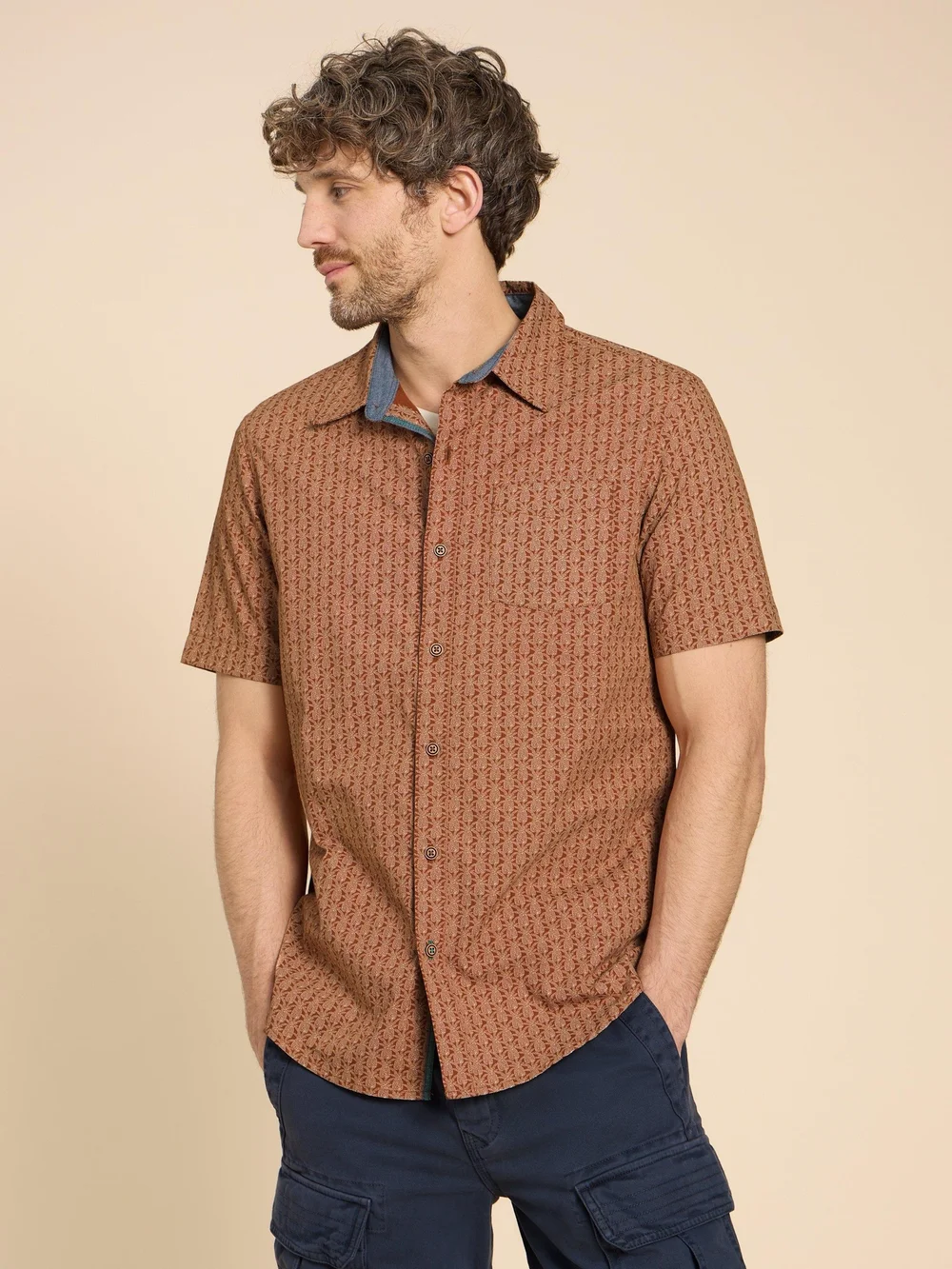 Kurzarmhemd mit Ananasmuster - Orange Pr - XXXL Bild 1
