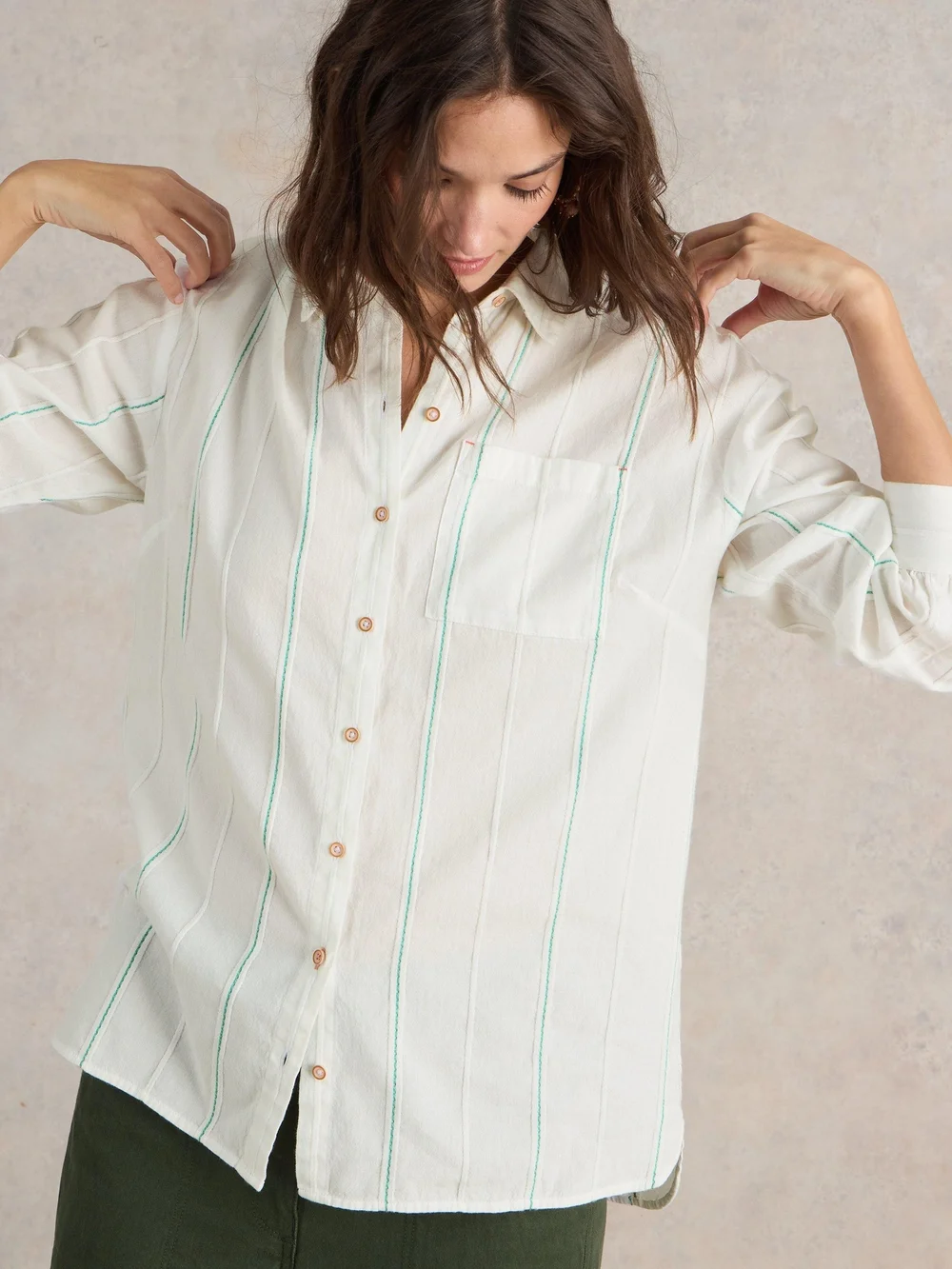 Langgeschnittene Bluse Laurel - Ivory Mlt - 52 Bild 1