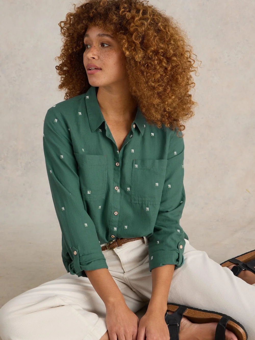 Sophie Bluse aus Bio-Baumwolle - Green Mlt - 52 Bild 1