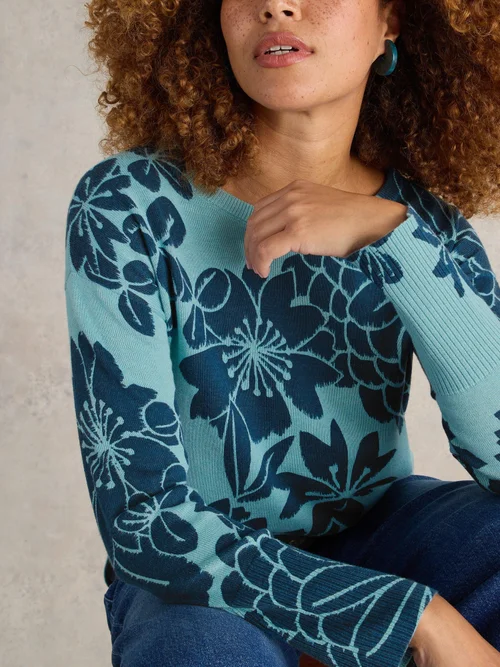 Bedruckter Pullover Olive - Blue Mlt - 52 Bild 3