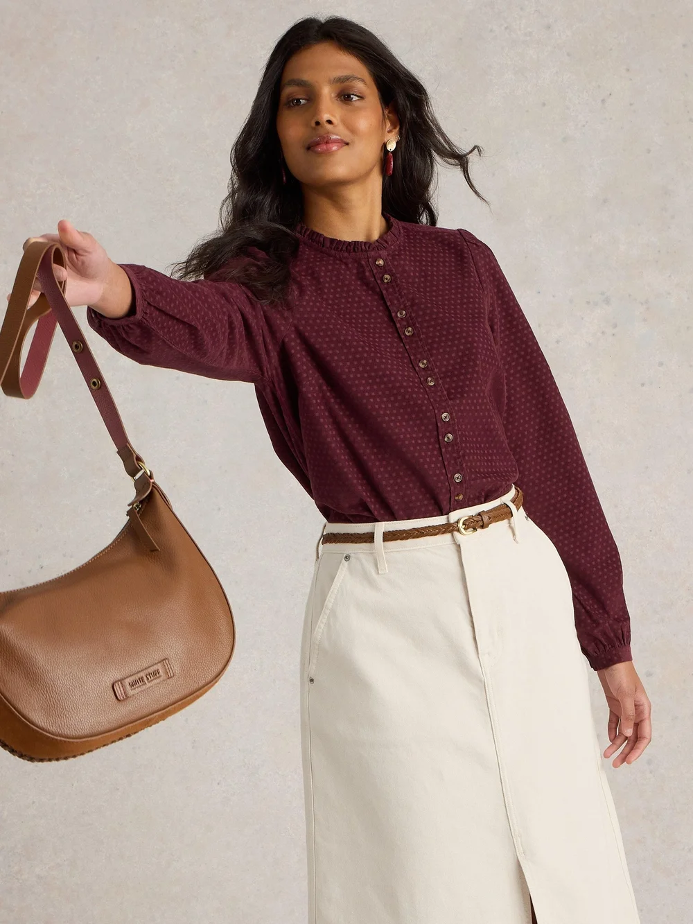 Getupfte Kordbluse Daria - Mid Plum - 44 Bild 1