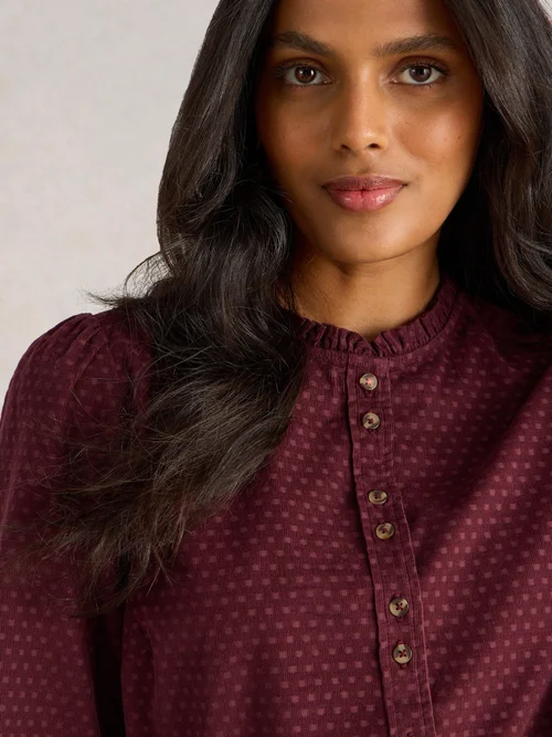 Getupfte Kordbluse Daria - Mid Plum - 46 Bild 3