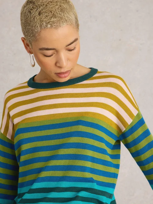 Gestreifter Pullover Olive - Green Mlt - 50 Bild 3