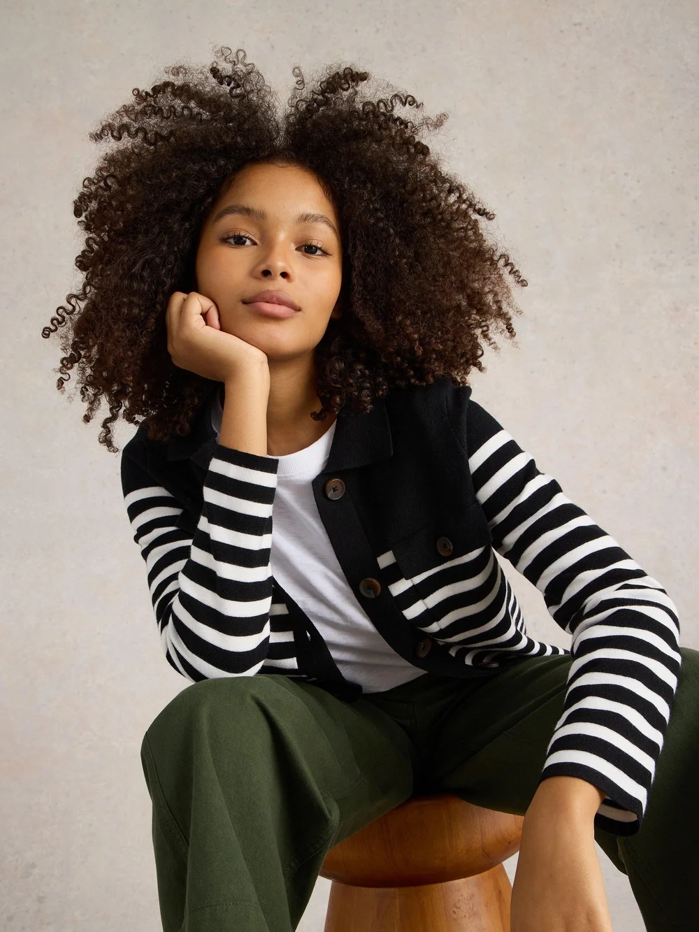 Gestreifte Strickjacke Sara - Blk Mlt - 52 Bild 1