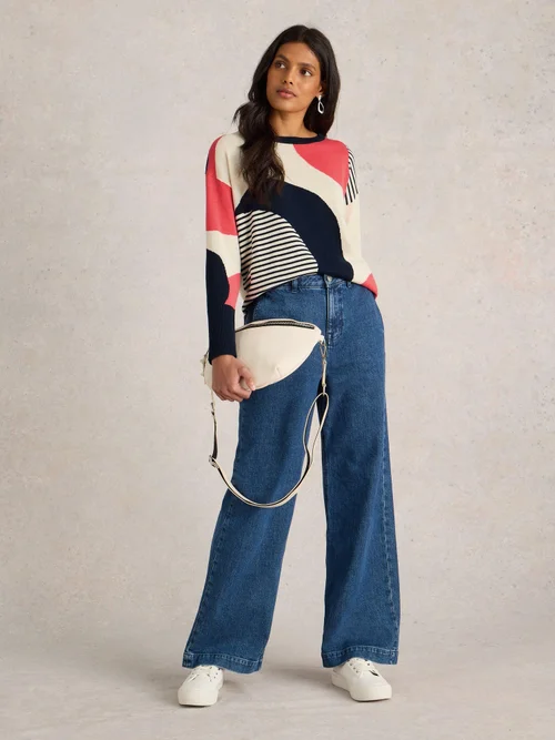 Abstrakt gemusterter Pullover Olive - Navy Multi - 52 Bild 2