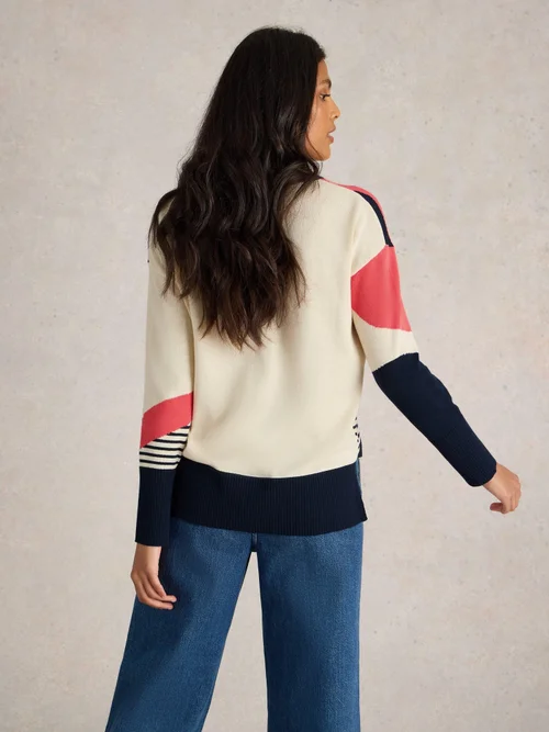 Abstrakt gemusterter Pullover Olive - Navy Multi - 52 Bild 4