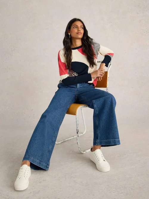 Abstrakt gemusterter Pullover Olive - Navy Multi - 52 Bild 1