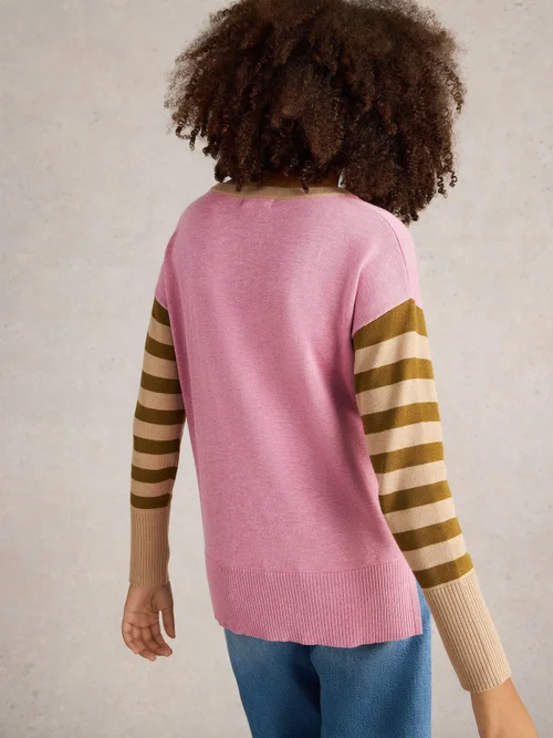 Pullover Olive mit Herzmuster - Pink Mlt - 44 Bild 4