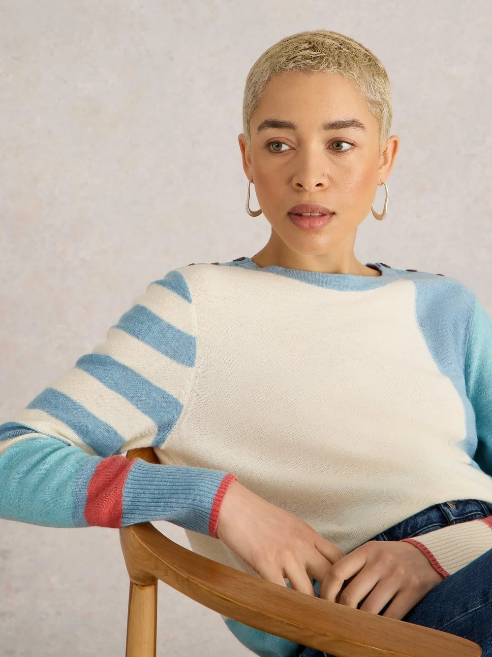 Colour-Block Pullover Emma - Blue Mlt - 52 Bild 1