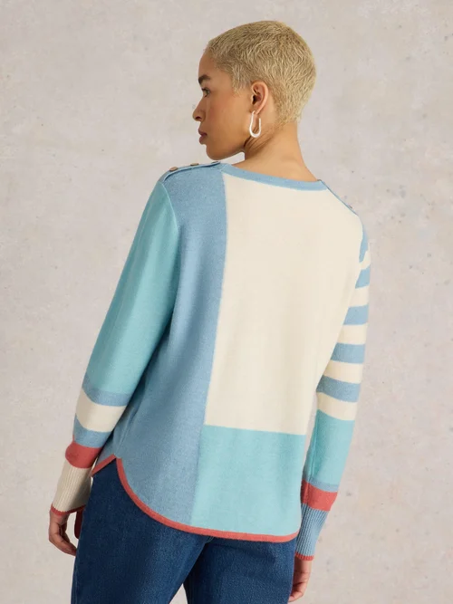 Colour-Block Pullover Emma - Blue Mlt - 52 Bild 4