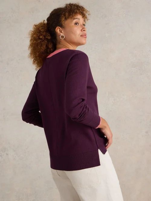 Pullover Maggie mit V-Ausschnitt - Dk Plum - 52/R Bild 4