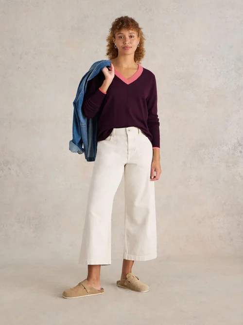 Pullover Maggie mit V-Ausschnitt - Dk Plum - 52/R Bild 2