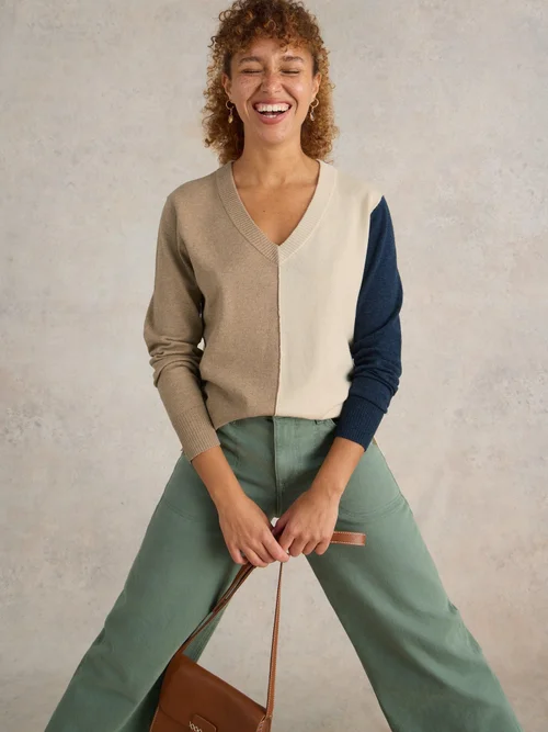 Pullover Maggie mit V-Ausschnitt - Nat Mlt - 52/R Bild 1