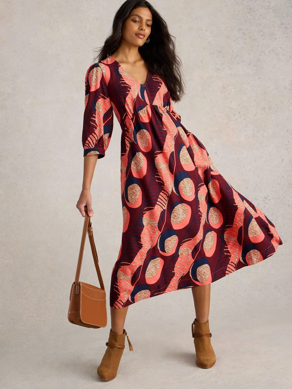 Midikleid Lucy aus EcoVero Viskose - Plum Pr - 52/R Bild 1