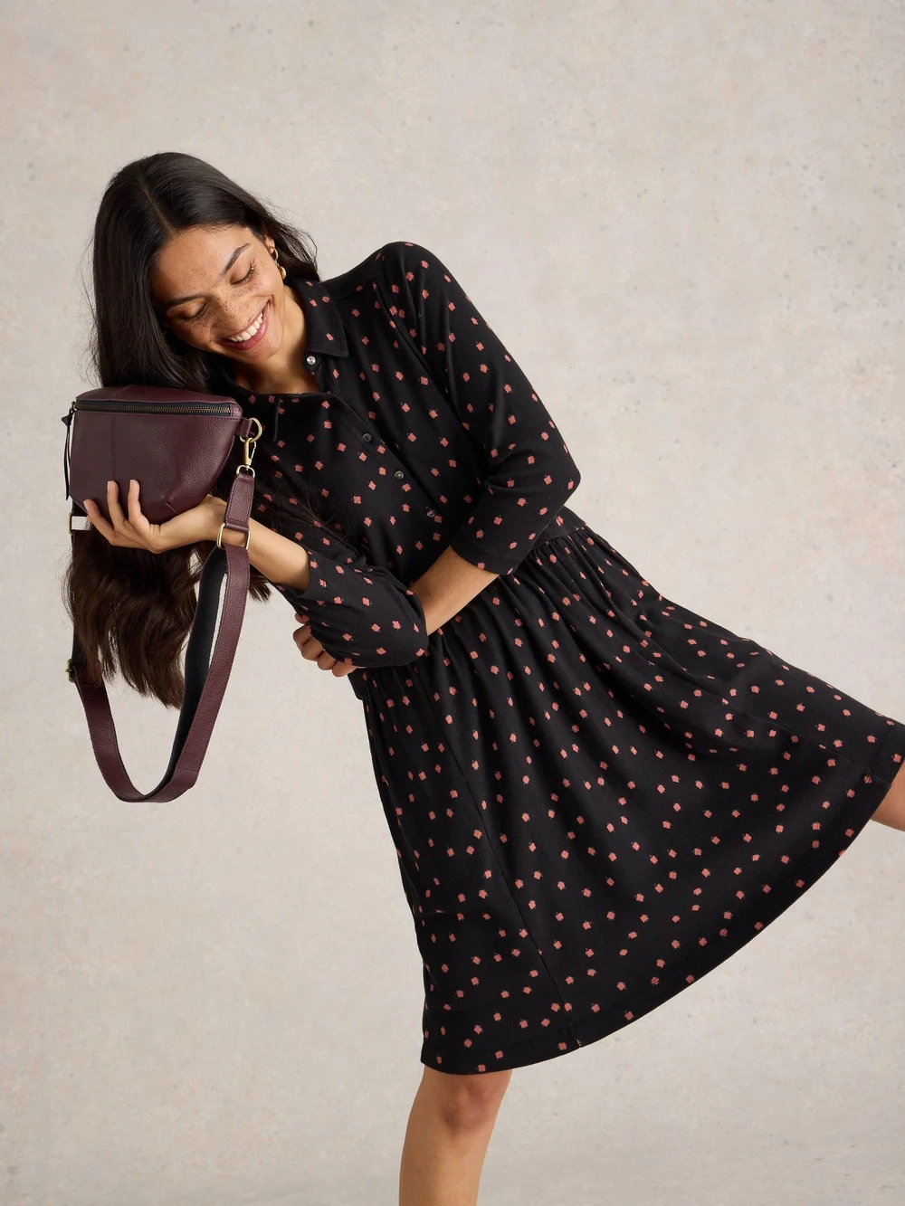 Geripptes Blusenkleid Everly aus Jersey - Blk Pr - 52/R Bild 1