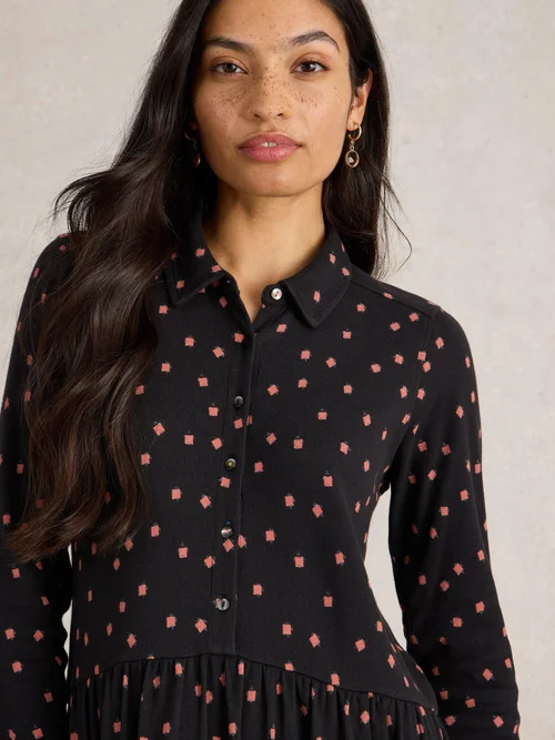 Geripptes Blusenkleid Everly aus Jersey - Blk Pr - 52/R Bild 3