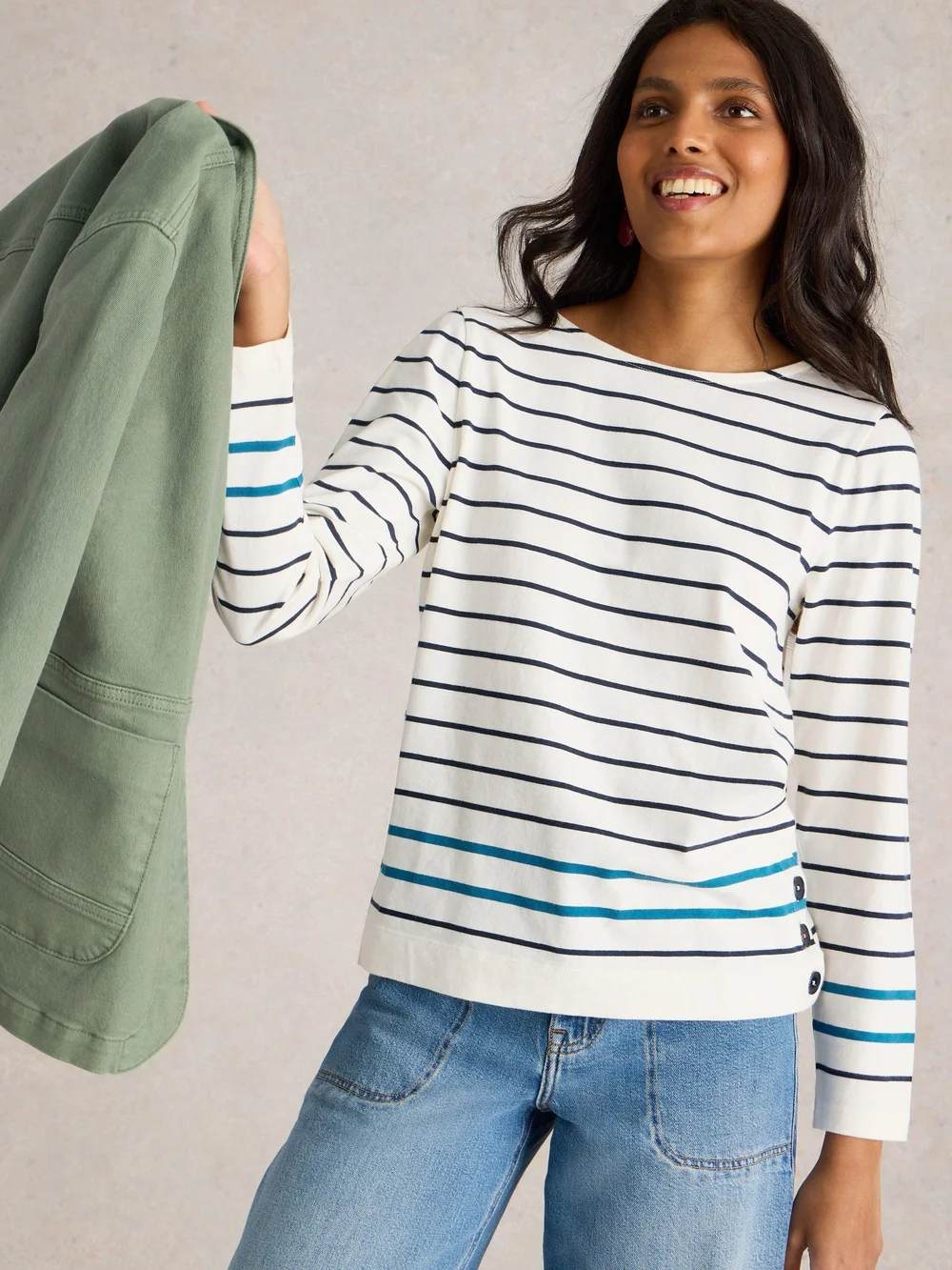 Gestreiftes Langarmshirt Willow - White Mlt - 52 Bild 1