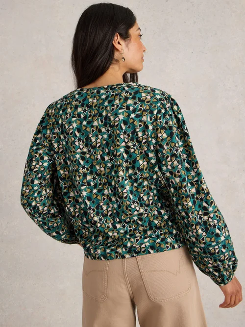 Bluse Betty mit Bindesaum - Green Pr - 52 Bild 4