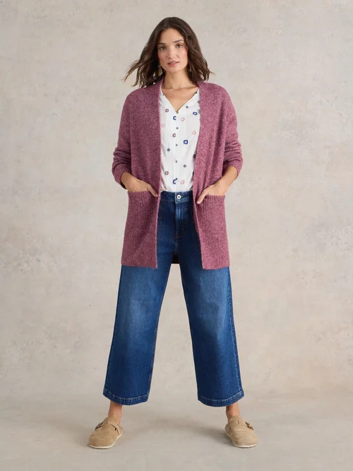 Lange Strickjacke Erin - Dk Plum - XL Bild 2