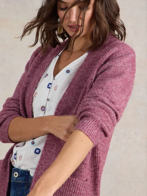 Lange Strickjacke Erin - Dk Plum - XL Bild 3