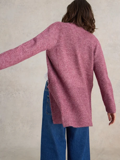 Lange Strickjacke Erin - Dk Plum - XL Bild 4