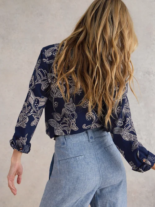 Bluse Sophie aus Bio-Baumwolle - Navy Pr - 52 Bild 4