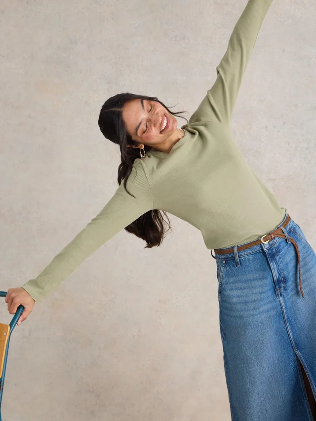 Geripptes Langarmshirt Sadie