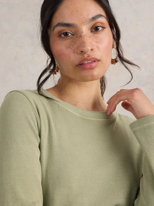 Geripptes Langarmshirt Sadie - Khaki Grn - 52 Bild 3
