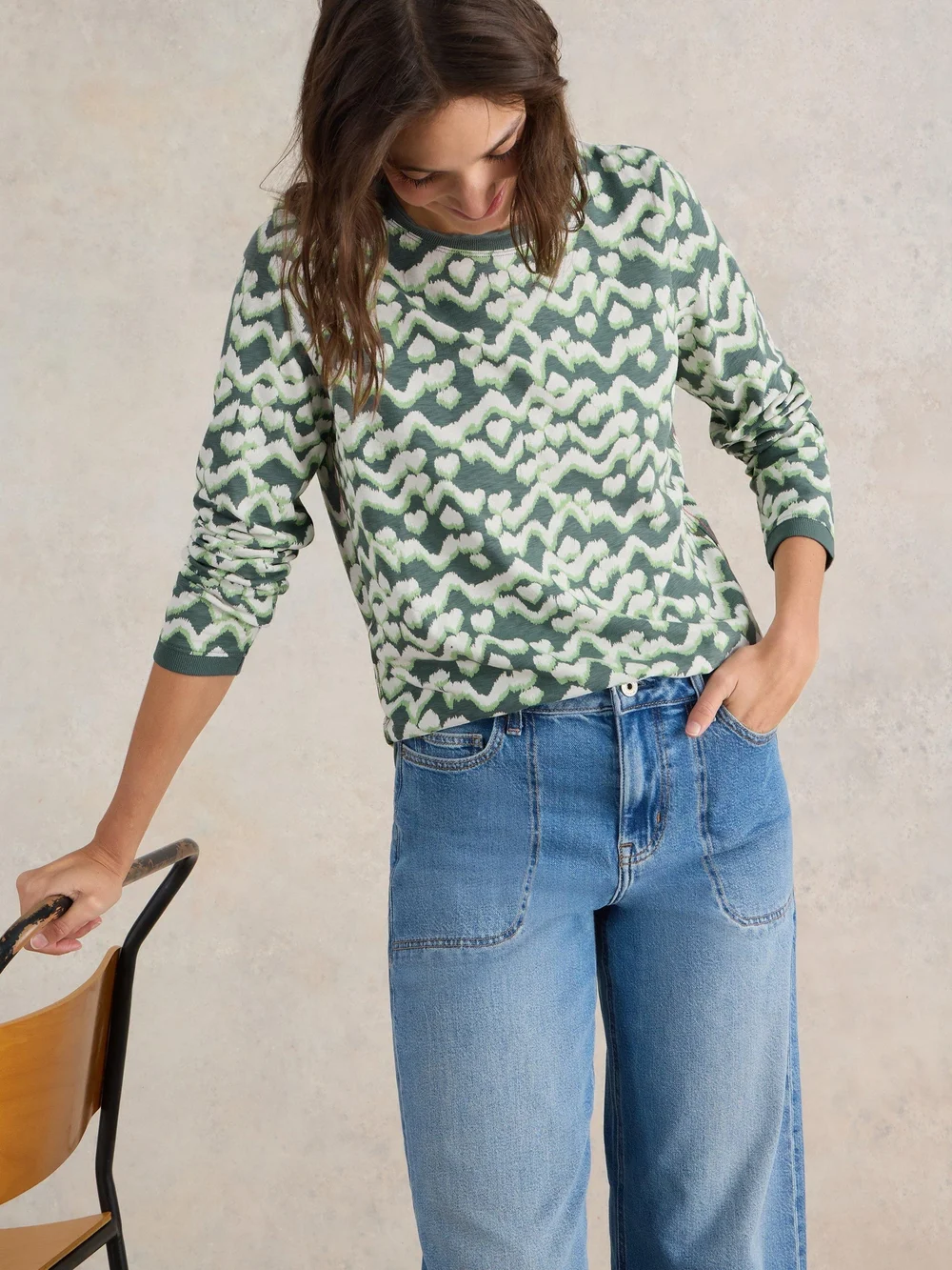 Langarmshirt Clara - Teal Pr - 52/R Bild 1
