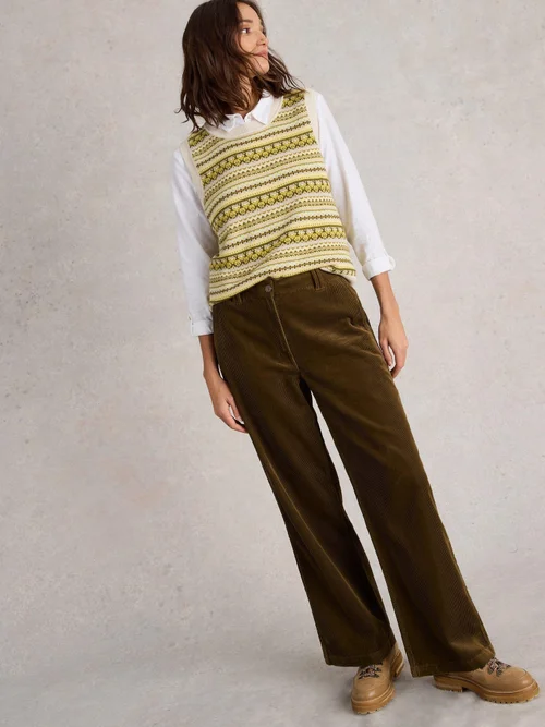 Kordhose Belle mit weitem Bein - Khaki Grn - 52/R Bild 3