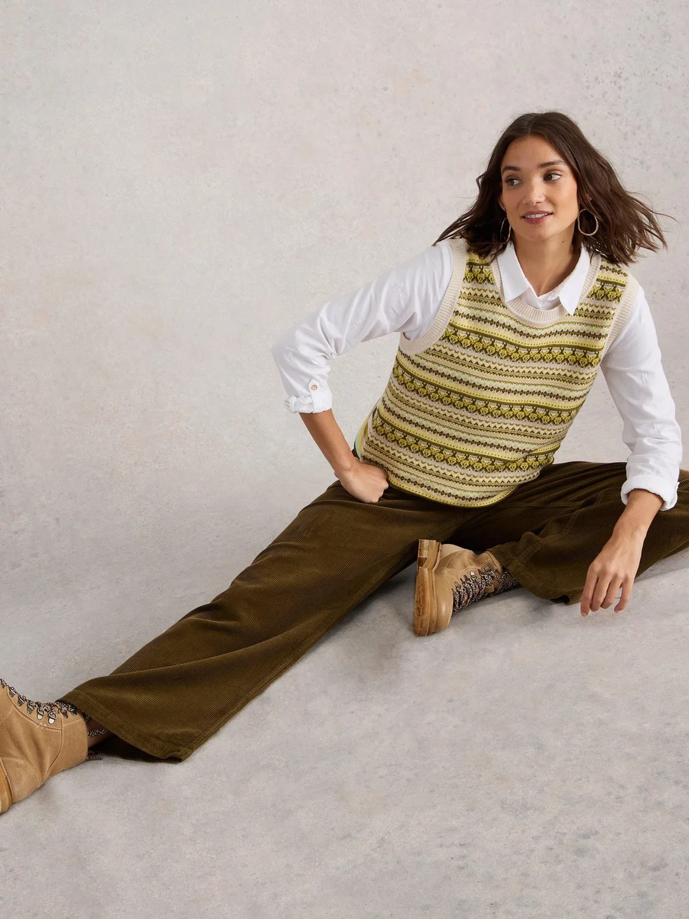 Kordhose Belle mit weitem Bein - Khaki Grn - 52/R Bild 1