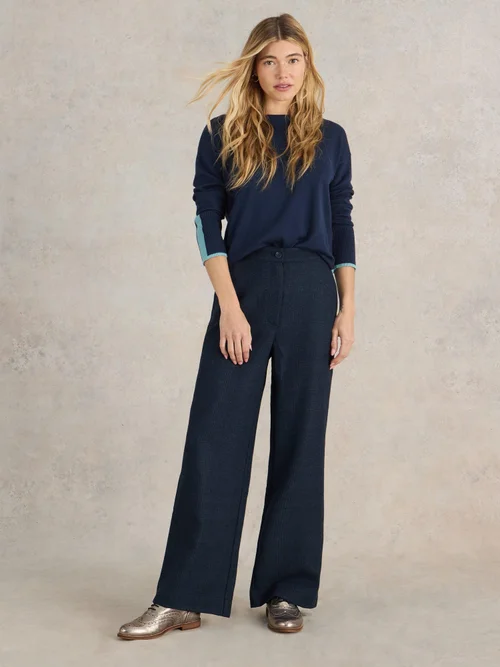 Tweedhose Una mit weitem Bein - Navy Multi - 44/R Bild 2