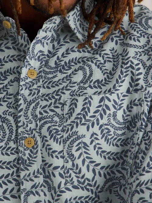 Hemd mit Blattprint - Blue Mlt - XXXL Bild 3