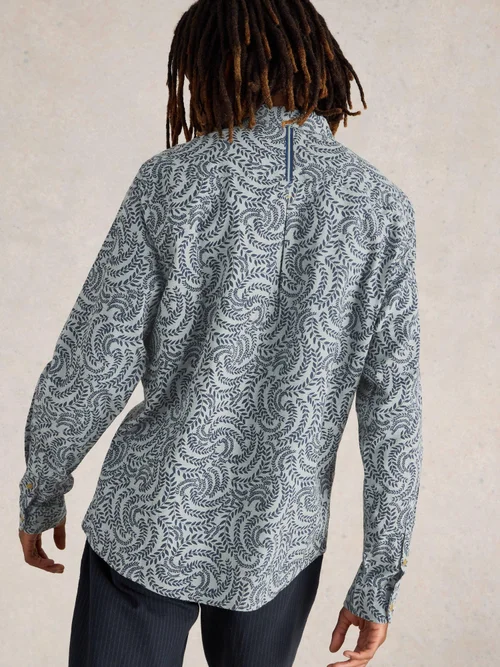 Hemd mit Blattprint - Blue Mlt - XXXL Bild 4