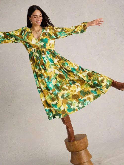 Midikleid Imogen - Yellow Pr - 52/R Bild 1