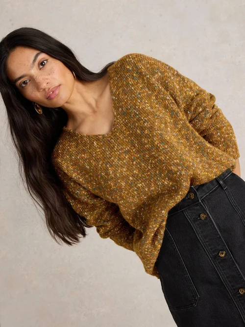 Pullover mit V-Ausschnitt - Brown Mlt - 52 Bild 1