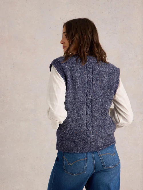 Strickweste mit Zopfmuster - Navy Multi - 52 Bild 4