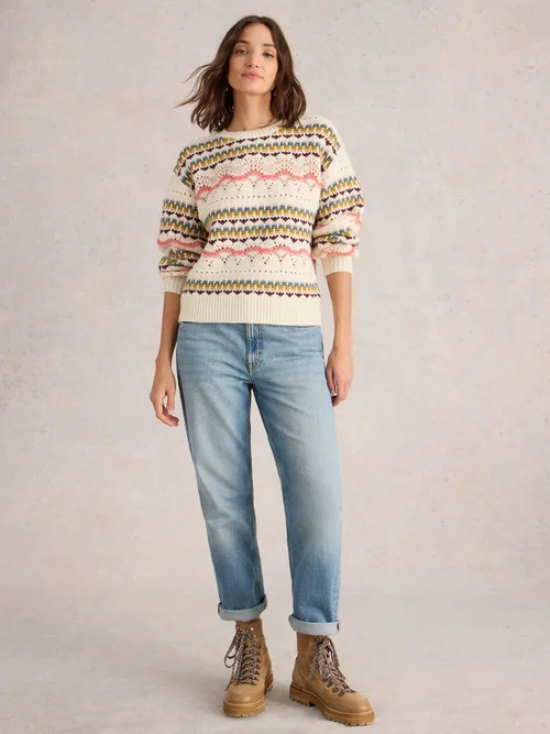 Pointelle-Strickpullover Piper - White Mlt - 52 Bild 2