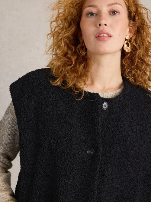 Weste aus Teddyfell - Pure Blk - S Bild 3