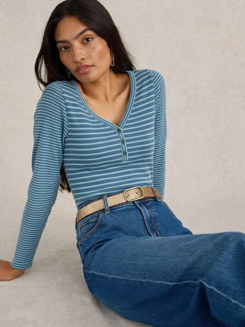 Geripptes Langarmshirt Halley - Blue Mlt - 52 Bild 1