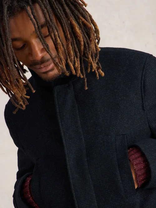 Wollmantel mit Stehkragen - Dark Navy - XXXL Bild 3