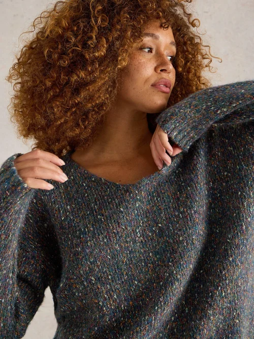 Pullover mit V-Ausschnitt - Teal Mlt - 52 Bild 1