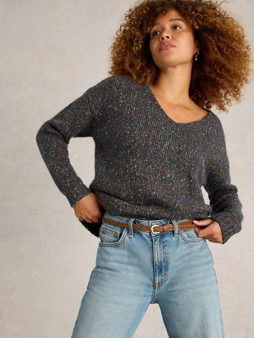 Pullover mit V-Ausschnitt - Teal Mlt - 52 Bild 3