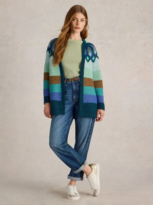 Gemusterte Strickjacke New York - Teal Mlt - XL Bild 2