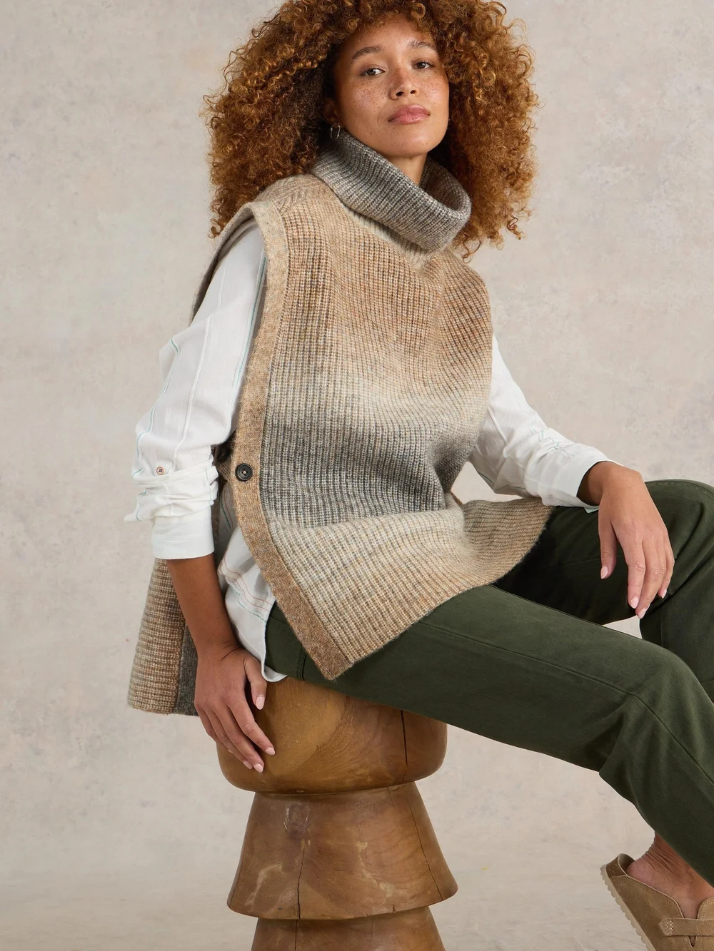 Strickponcho in Space-Dye-Optik - Nat Mlt - XL Bild 1