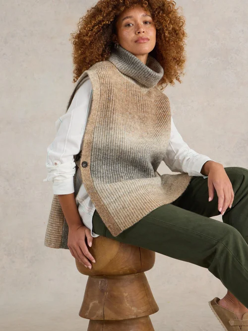 Strickponcho in Space-Dye-Optik - Nat Mlt - XL Bild 1