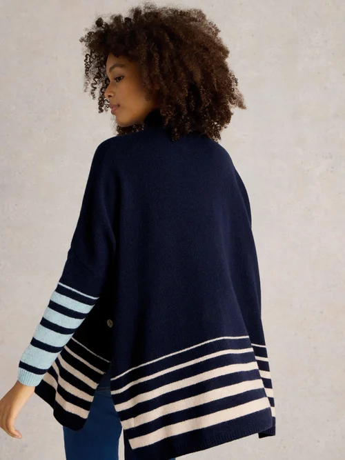 Poncho Ivy mit Seitenschlitzen - Navy Multi - XL Bild 4