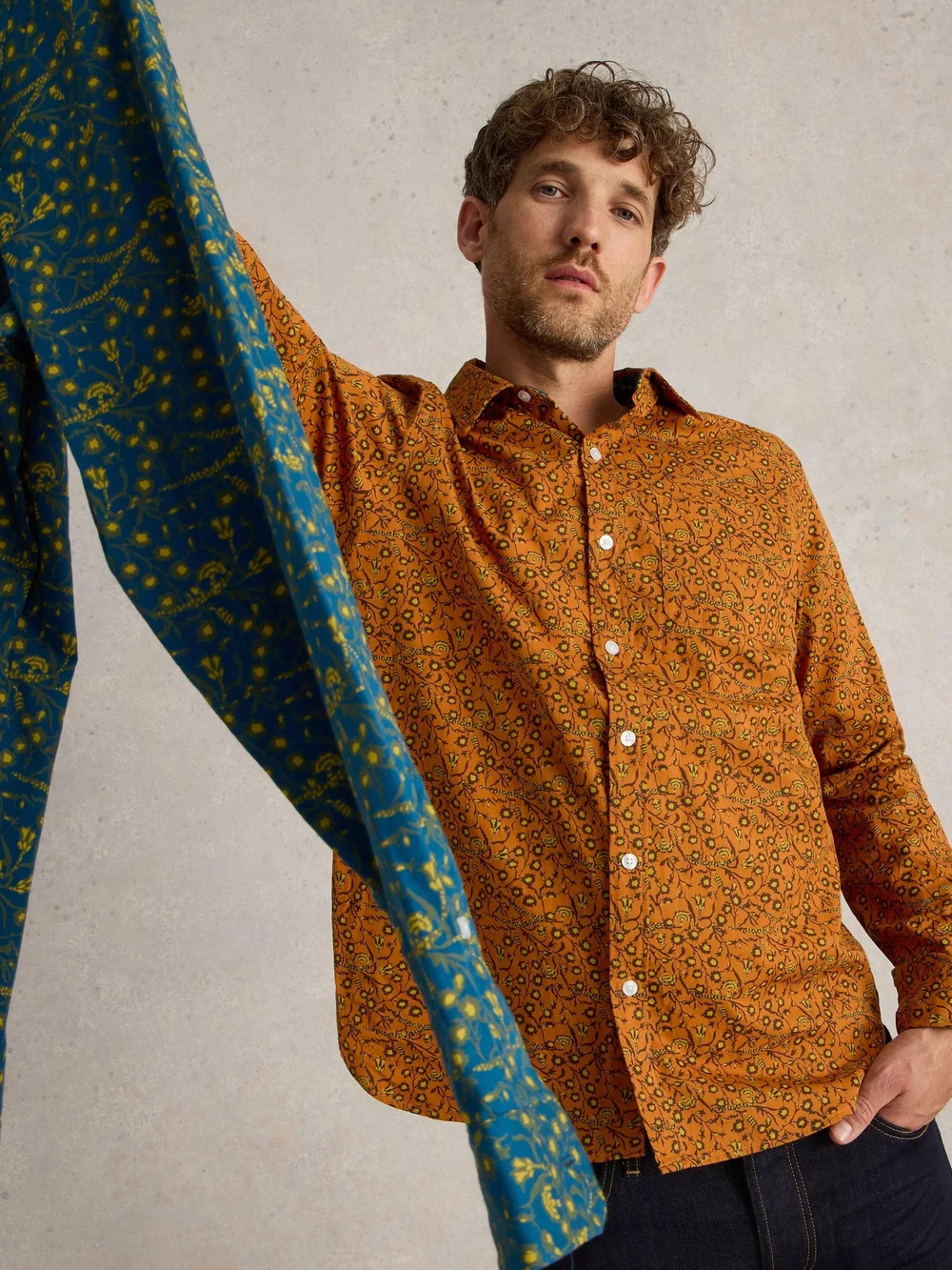 Hemd mit Dornenprint - Orange Mlt - XXXL Bild 1