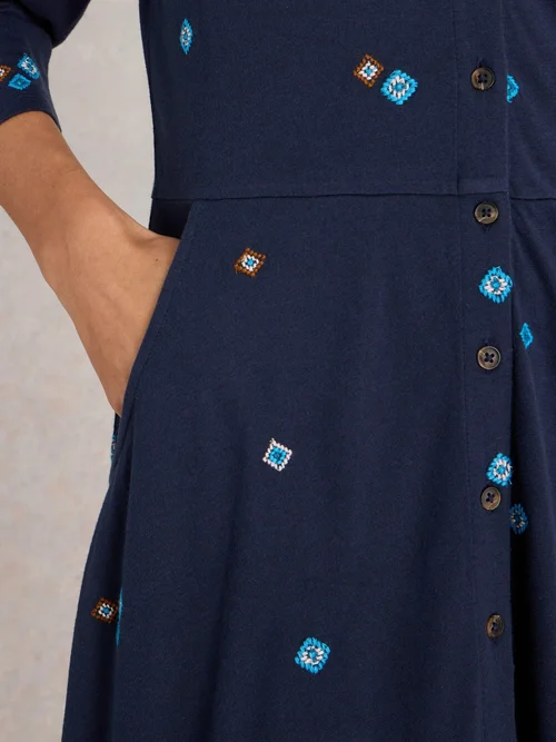 Besticktes Jerseykleid Rua - Navy Multi - 52/R Bild 3