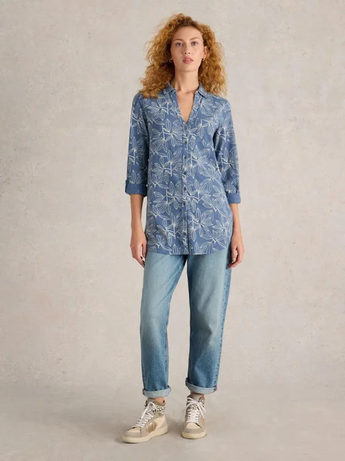Langgeschnittene Bluse Annie - Blue Pr - 52 Bild 2